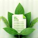 Leaves and digital document representing eco paperless