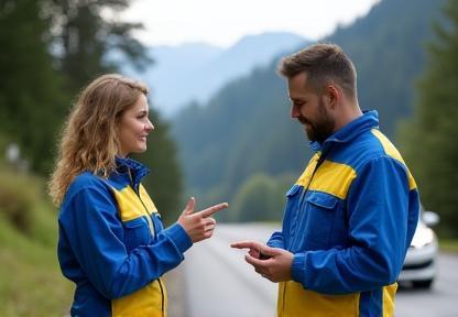 Astifana staff assisting a customer on a road in Austria